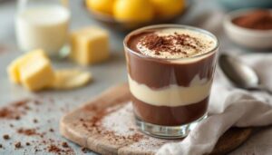 Budino bicolore vaniglia e cacao in bicchiere: cremoso e pronto in poco tempo