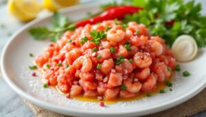 Tartare di gamberi al limone: fresca, compatta e pronta da gustare in pochi passaggi